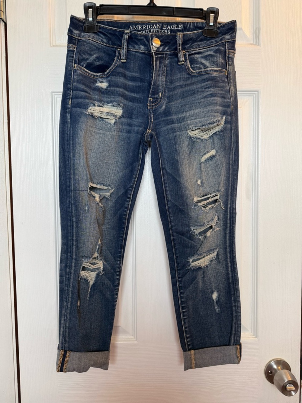 American Eagle Outfitters Ripped Dark Blue Boyfriend Jeans